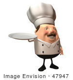 #47947 Royalty-Free (Rf) Illustration Of A 3d Chubby Executive Chef Mascot Carrying A Plate - Version 2