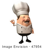 #47954 Royalty-Free (Rf) Illustration Of A 3d Chubby Executive Chef Mascot Gesturing The A Ok Sign - Version 3