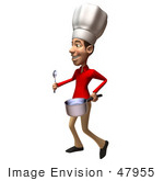 #47955 Royalty-Free (Rf) Illustration Of A 3d Young Chef Mascot Wearing A Chefs Hat And Cooking - Version 2