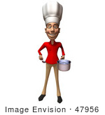 #47956 Royalty-Free (Rf) Illustration Of A 3d Young Chef Mascot Wearing A Chefs Hat And Cooking - Version 1
