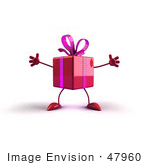 #47960 Royalty-Free (Rf) Illustration Of A 3d Red Present Mascot With Open Arms