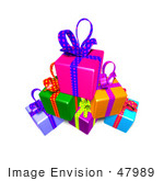 #47989 Royalty-Free (Rf) Illustration Of A Pile Of Colorful Gifts With Ribbons And Bows - Version 4