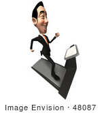 #48087 Royalty-Free (Rf) Illustration Of A 3d White Collar Businessman Mascot Running On A Treadmill - Version 5