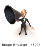 #48093 Royalty-Free (Rf) Illustration Of A 3d White Collar Businessman Mascot Using A Megaphone - Version 5