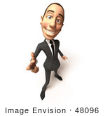 #48096 Royalty-Free (Rf) Illustration Of A 3d White Collar Businessman Mascot Pointing His Fingers Like A Gun - Version 3
