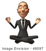 #48097 Royalty-Free (Rf) Illustration Of A 3d White Collar Businessman Mascot Meditating - Version 1