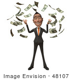 #48107 Royalty-Free (Rf) Illustration Of A 3d White Collar Businessman Mascot Throwing Money - Version 1