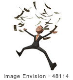 #48114 Royalty-Free (Rf) Illustration Of A 3d White Collar Businessman Mascot Throwing Money - Version 3