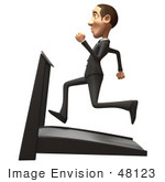 #48123 Royalty-Free (Rf) Illustration Of A 3d White Collar Businessman Mascot Running On A Treadmill - Version 3