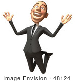 #48124 Royalty-Free (Rf) Illustration Of A 3d White Collar Businessman Mascot Jumping - Version 1