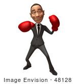 #48128 Royalty-Free (Rf) Illustration Of A 3d White Collar Businessman Mascot Boxing - Version 4