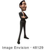 #48129 Royalty-Free (Rf) Illustration Of A 3d White Collar Businessman Mascot Standing And Facing Right