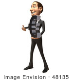 #48135 Royalty-Free (Rf) Illustration Of A 3d White Collar Businessman Mascot Holding A Euro Symbol - Version 3