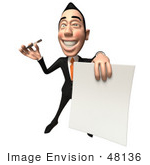 #48136 Royalty-Free (Rf) Illustration Of A 3d White Collar Businessman Mascot Holding A Blank Contract - Version 4