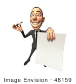 #48159 Royalty-Free (Rf) Illustration Of A 3d White Collar Businessman Mascot Holding A Contract - Version 4