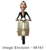 #48161 Royalty-Free (Rf) Illustration Of A 3d White Collar Businessman Mascot Riding A Scooter - Version 3