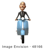 #48166 Royalty-Free (Rf) Illustration Of A 3d White Collar Businessman Mascot Riding A Scooter - Version 3