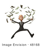 #48168 Royalty-Free (Rf) Illustration Of A 3d White Collar Businessman Mascot Throwing Cash - Version 3