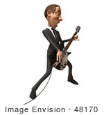 #48170 Royalty-Free (Rf) Illustration Of A 3d White Collar Businessman Mascot Playing An Electric Guitar - Version 5
