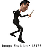 #48176 Royalty-Free (Rf) Illustration Of A 3d White Collar Businessman Mascot Using A Magnifying Glass - Version 2