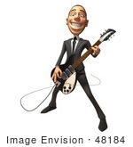#48184 Royalty-Free (Rf) Illustration Of A 3d White Collar Businessman Mascot Playing An Electric Guitar - Version 1