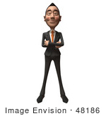 #48186 Royalty-Free (Rf) Illustration Of A 3d White Collar Businessman Mascot Standing And Facing Front