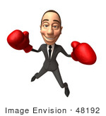 #48192 Royalty-Free (Rf) Illustration Of A 3d White Collar Businessman Mascot Boxing - Version 2