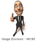 #48195 Royalty-Free (Rf) Illustration Of A 3d White Collar Businessman Mascot Giving The Thumbs Up