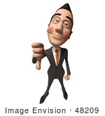 #48209 Royalty-Free (Rf) Illustration Of A 3d White Collar Businessman Mascot Giving The Thumbs Down