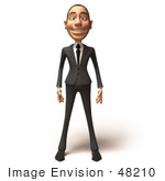 #48210 Royalty-Free (Rf) Illustration Of A 3d White Collar Businessman Mascot Standing And Facing Front - Version 1