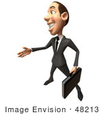 #48213 Royalty-Free (Rf) Illustration Of A 3d White Collar Businessman Mascot Reaching Out To Shake Hands - Version 4