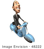 #48222 Royalty-Free (Rf) Illustration Of A 3d White Collar Businessman Mascot Riding A Scooter - Version 4