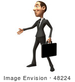 #48224 Royalty-Free (Rf) Illustration Of A 3d White Collar Businessman Mascot Reaching Out To Shake Hands - Version 2