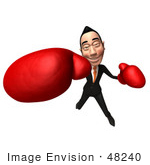 #48240 Royalty-Free (Rf) Illustration Of A 3d White Collar Businessman Mascot Boxing - Version 6