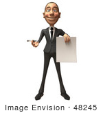 #48245 Royalty-Free (Rf) Illustration Of A 3d White Collar Businessman Mascot Holding A Contract - Version 1