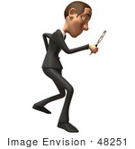 #48251 Royalty-Free (Rf) Illustration Of A 3d White Collar Businessman Mascot Using A Magnifying Glass - Version 2