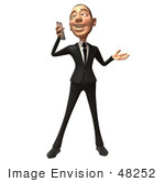 #48252 Royalty-Free (Rf) Illustration Of A 3d White Collar Businessman Mascot Holding A Cell Phone - Version 2