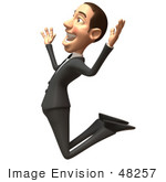 #48257 Royalty-Free (Rf) Illustration Of A 3d White Collar Businessman Mascot Jumping - Version 2