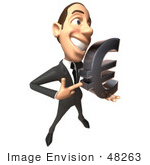 #48263 Royalty-Free (Rf) Illustration Of A 3d White Collar Businessman Mascot Holding A Euro Symbol - Version 1