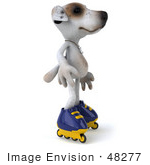 #48277 Royalty-Free (Rf) Illustration Of A 3d Jack Russell Terrier Dog Mascot Roller Blading - Pose 1