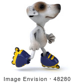 #48280 Royalty-Free (Rf) Illustration Of A 3d Jack Russell Terrier Dog Mascot Roller Blading - Pose 5