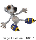 #48287 Royalty-Free (Rf) Illustration Of A 3d Jack Russell Terrier Dog Mascot Roller Blading - Pose 6