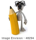 #48294 Royalty-Free (Rf) Illustration Of A 3d Jack Russell Terrier Dog Mascot With A Pencil - Pose 1