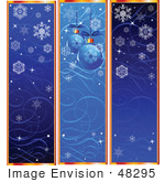 #48295 Clip Art Illustration Of A Digital Collage Of Three Blue Snowflake Ornament And Swirl Website Banners