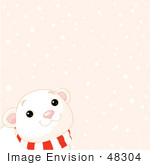 #48304 Clip Art Illustration Of A Cute Baby Polar Bear Looking Up At The Snow