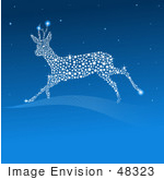 #48323 Clip Art Illustration Of A Leaping Starry Reindeer Of In A Blue Sky