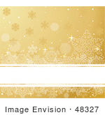 #48327 Clip Art Illustration Of A Golden Snowflake Background With A White Text Bar
