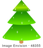 #48355 Clip Art Illustration Of A Sparkly Green Xmas Tree by pushkin