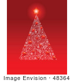 #48364 Clip Art Illustration Of A Red Star Glowing Atop A Xmas Tree Made Of Red Baubles And White Designs by pushkin