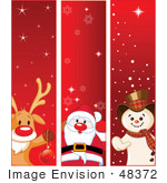 #48372 Clip Art Illustration Of A Digital Collage Of Vertical Rudolph Santa And Frosty The Snowman Xmas Banners